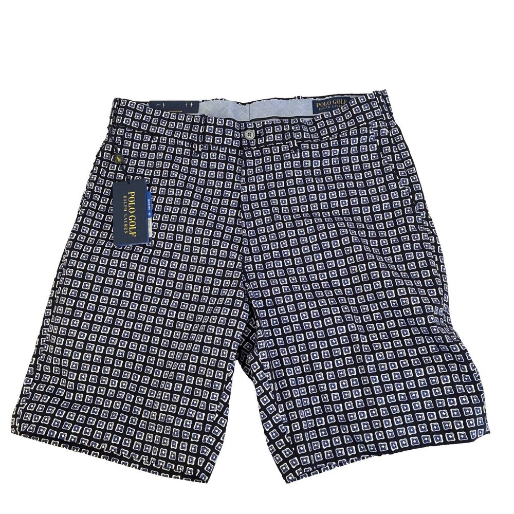 Polo Golf Ralph Lauren Shorts Navy Geometric Stretch Classic Fit Size 30 NWT